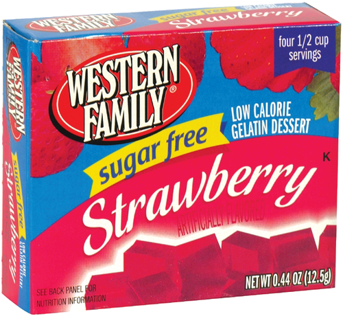 slide 1 of 1, Western Family Strawberry Gelatin Dessert, 0.44 oz