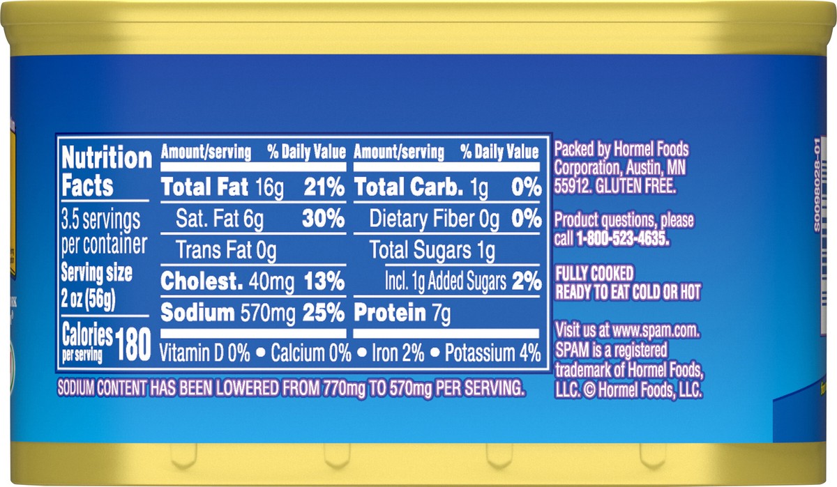slide 3 of 11, SPAM Less Sodium, 7 oz