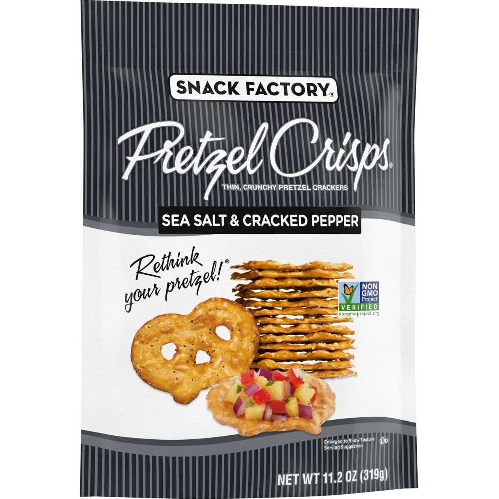 slide 3 of 9, Snack Factory Pretzel Crisps Salt & Pepper, 11.25 oz