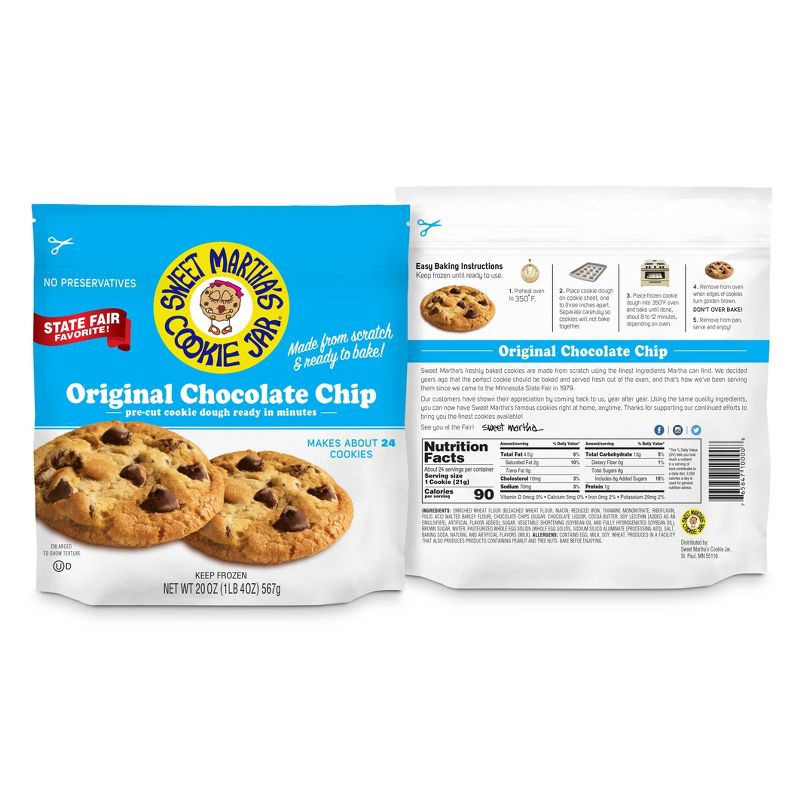 slide 2 of 4, Sweet Martha's Cookie Jar Sweet Martha's Original Chocolate Chip Frozen Cookie Dough - 20oz, 20 oz