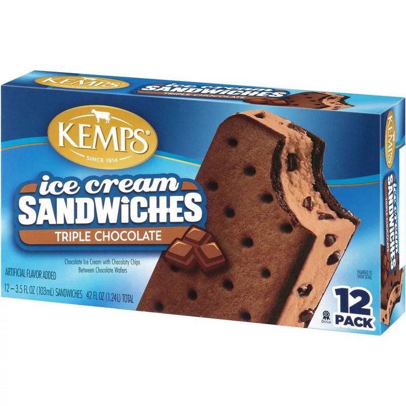 slide 2 of 4, Kemps Triple Chocolate Ice Cream Sandwiches - 12pk, 12 ct