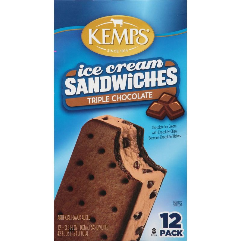 slide 1 of 4, Kemps Triple Chocolate Ice Cream Sandwiches - 12pk, 12 ct