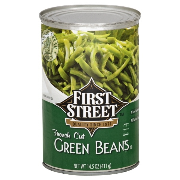 slide 1 of 1, First Street French Cut Green Beans, 14.5 oz