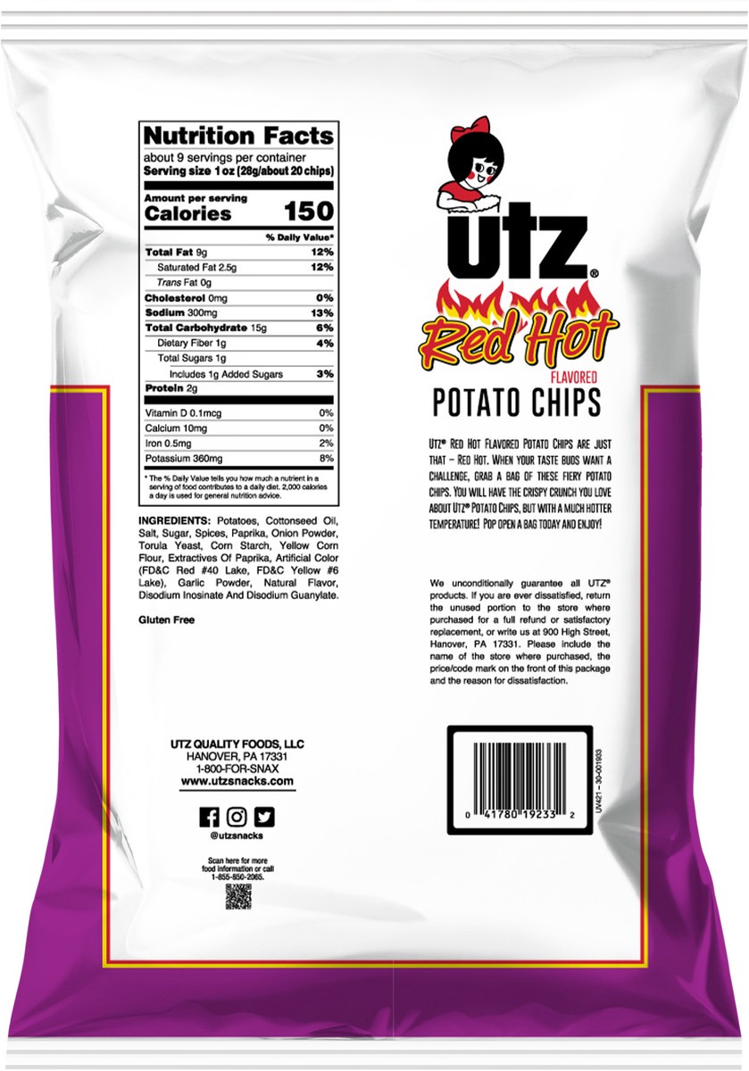 slide 8 of 12, Utz 8.5 oz Utz Red Hot Potato Chips, 8.5 oz