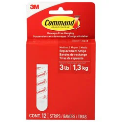 Command Medium Replacement Strips - White, 12 ea
