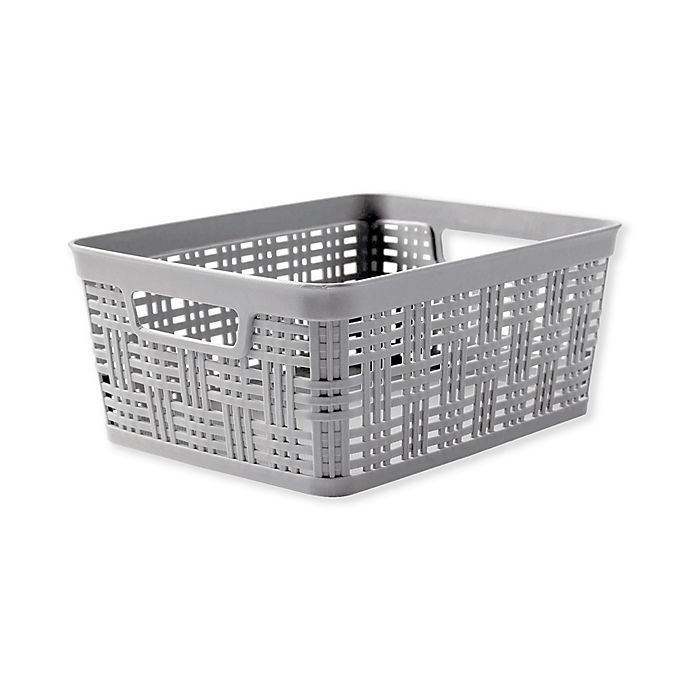 slide 1 of 1, Starplast Plastic Wicker Small Storage Basket - Grey, 1 ct