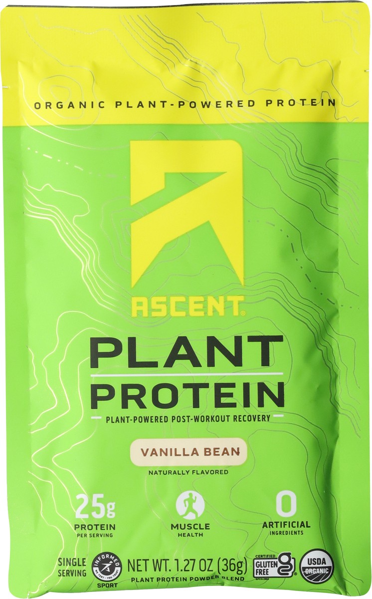 slide 5 of 14, Ascent Organic Vanilla Bean Plant Protein Powder Blend 1.27 oz, 1.27 oz