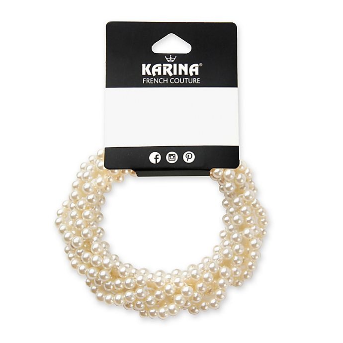 slide 1 of 2, Karina French Couture Hair Beaded Ponytail Holder - White, 1 ct