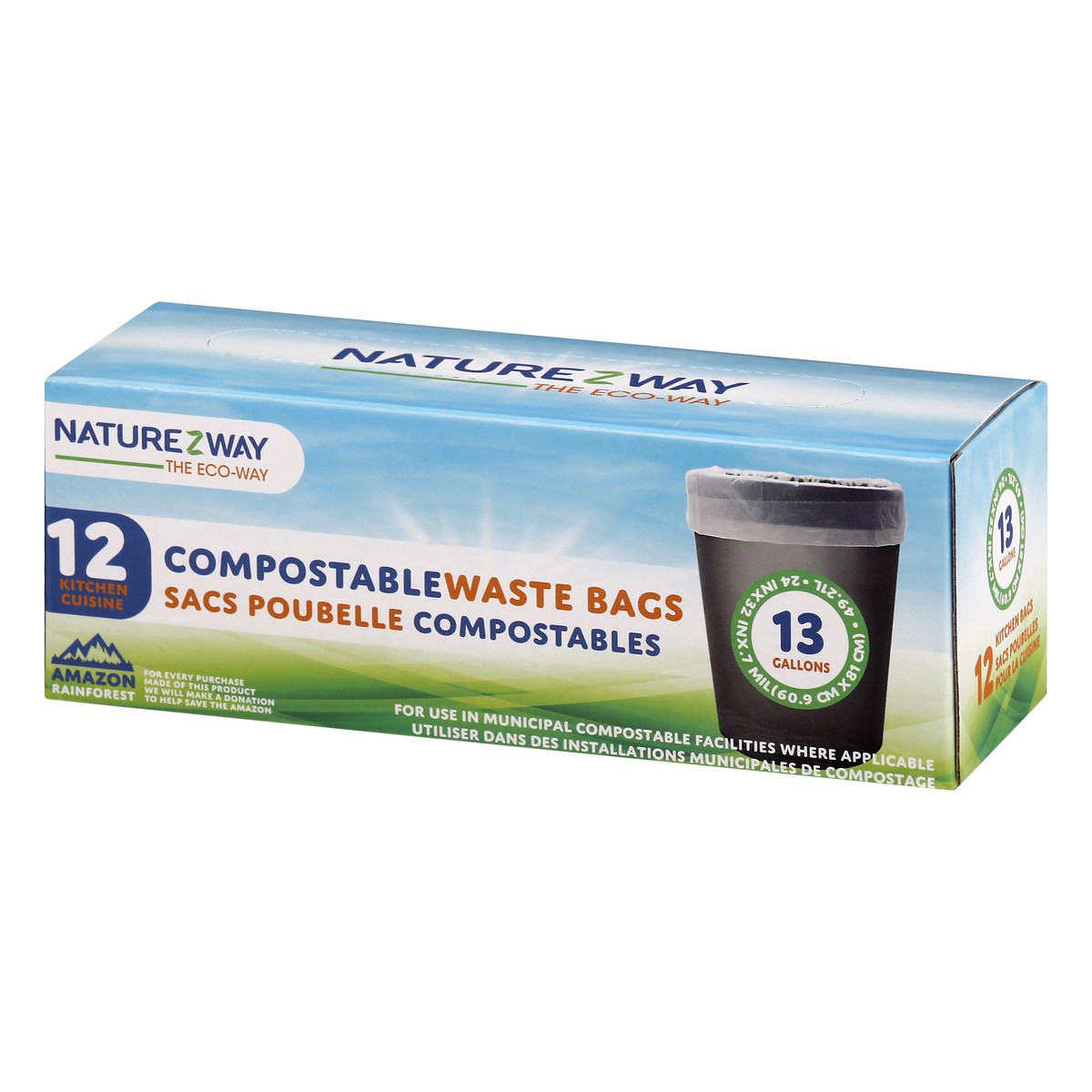 slide 8 of 11, NatureZway Naturezway Waste Bags, Compostable, Kitchen Cuisine, 12 ct