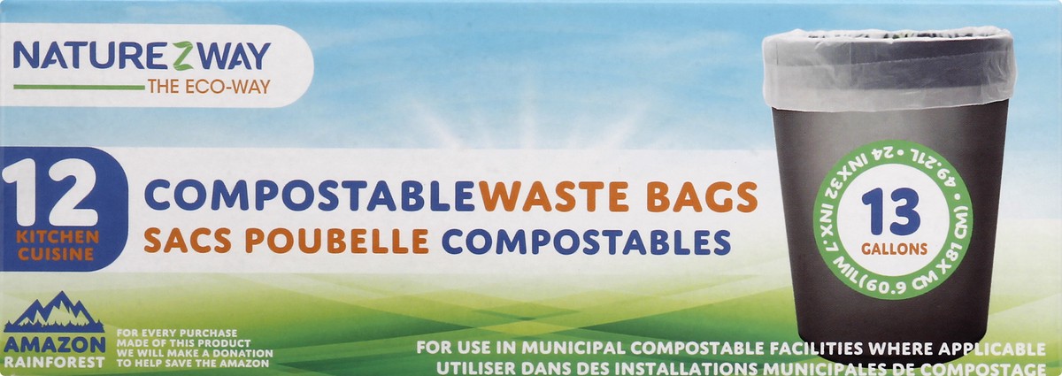 slide 2 of 11, NatureZway Naturezway Waste Bags, Compostable, Kitchen Cuisine, 12 ct