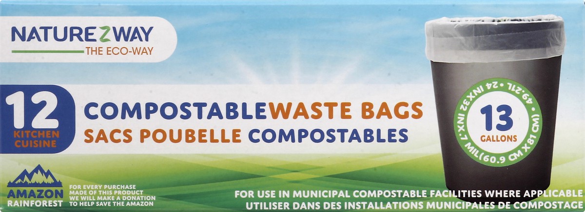 slide 3 of 11, NatureZway Naturezway Waste Bags, Compostable, Kitchen Cuisine, 12 ct