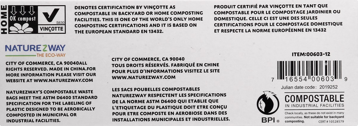 slide 6 of 11, NatureZway Naturezway Waste Bags, Compostable, Kitchen Cuisine, 12 ct