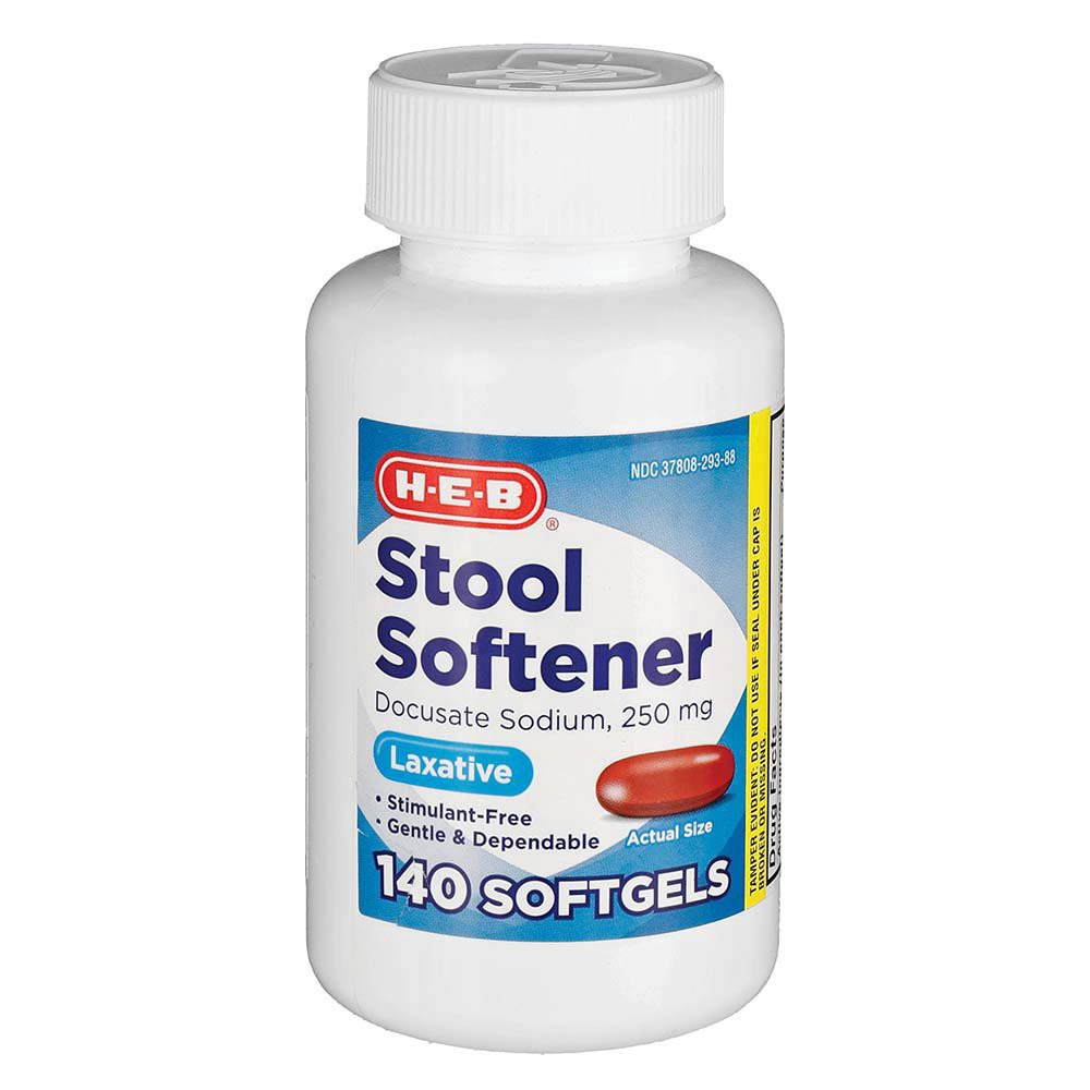 slide 1 of 1, H-E-B Stool Softener Extra Strength Softgels 250 mg, 140 ct