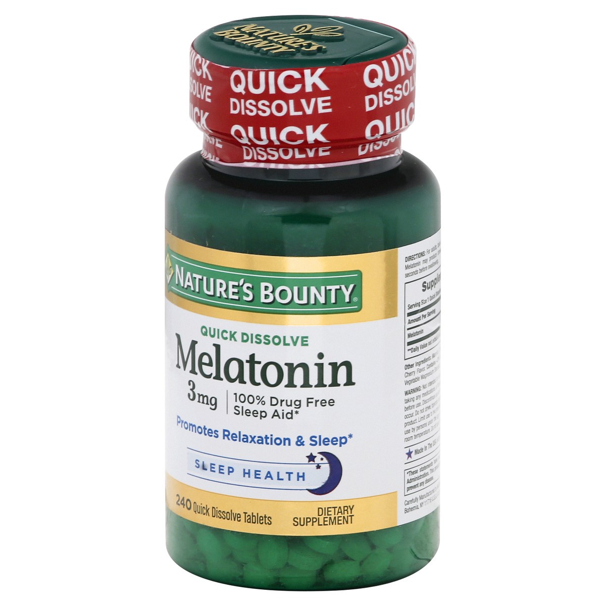 slide 7 of 9, Nature's Bounty Triple Strength Melatonin, 3 mg, 240 ct