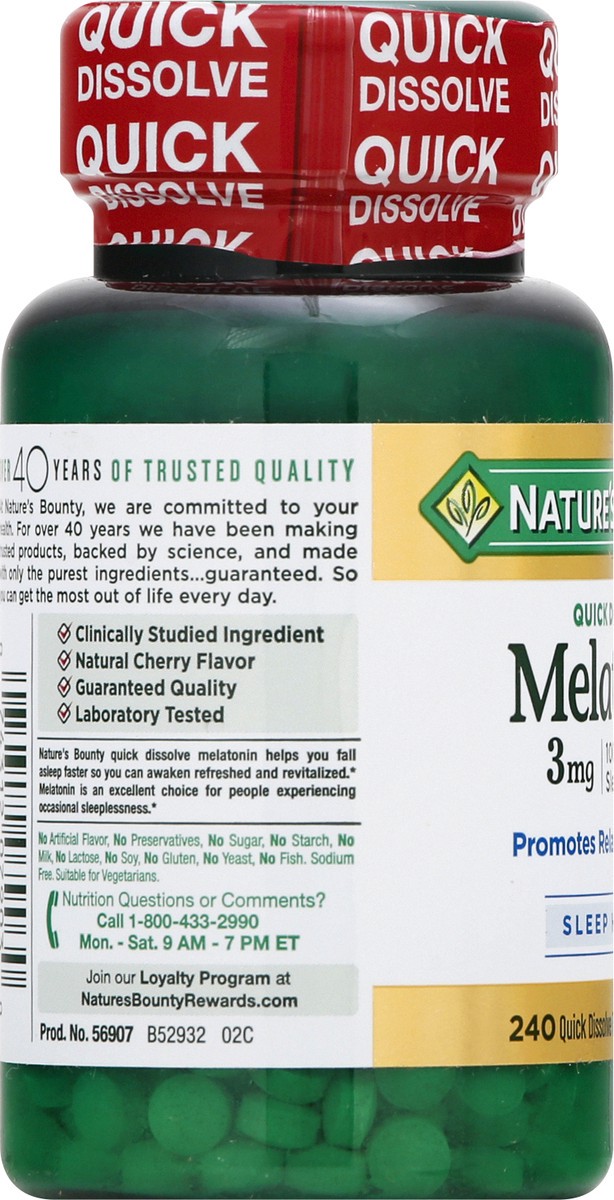 slide 4 of 9, Nature's Bounty Triple Strength Melatonin, 3 mg, 240 ct