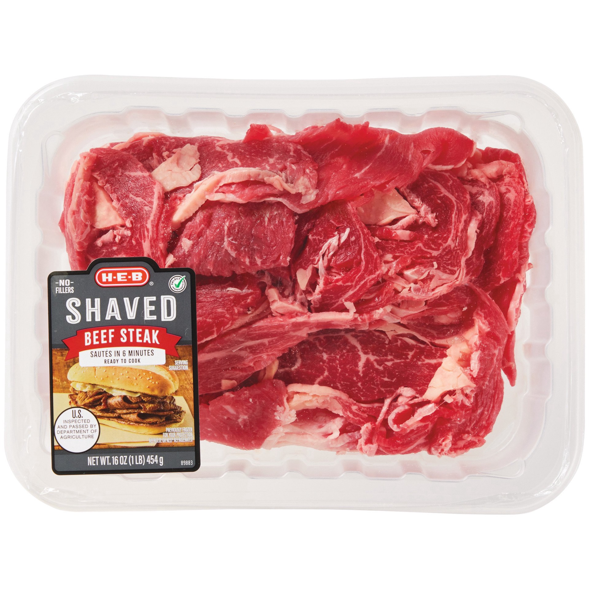 slide 1 of 1, H-E-B Shaved Beef Steak, 16 oz