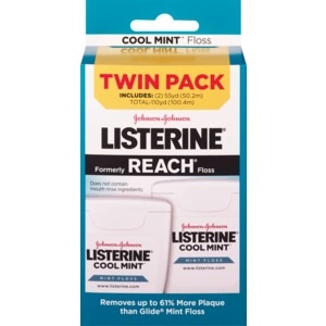 slide 1 of 1, Listerine Cool Mint Formerly Reach Floss 55 Yds, 2 ct