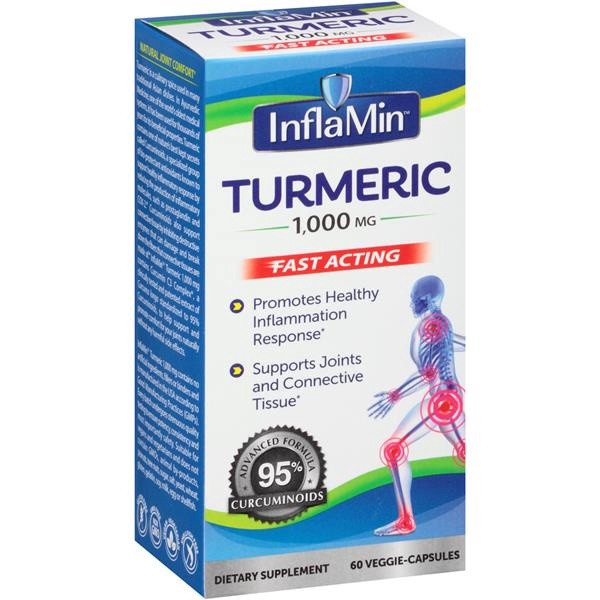 slide 1 of 1, Inflamin Turmeric 1,000Mg Fast Acting Dietary Supplement Capsules, 60 ct