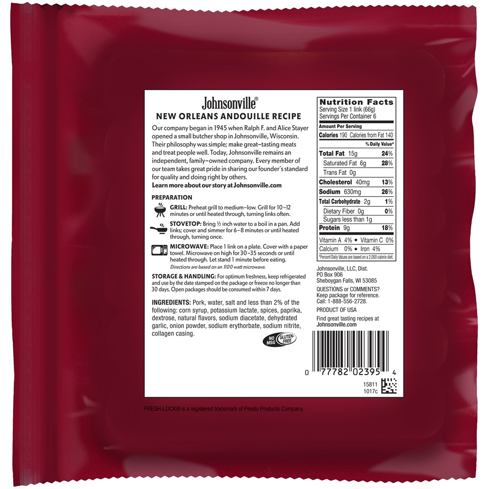 Johnsonville New Orleans Andouille Recipe Sausage 6 ct; 13.5 oz Shipt