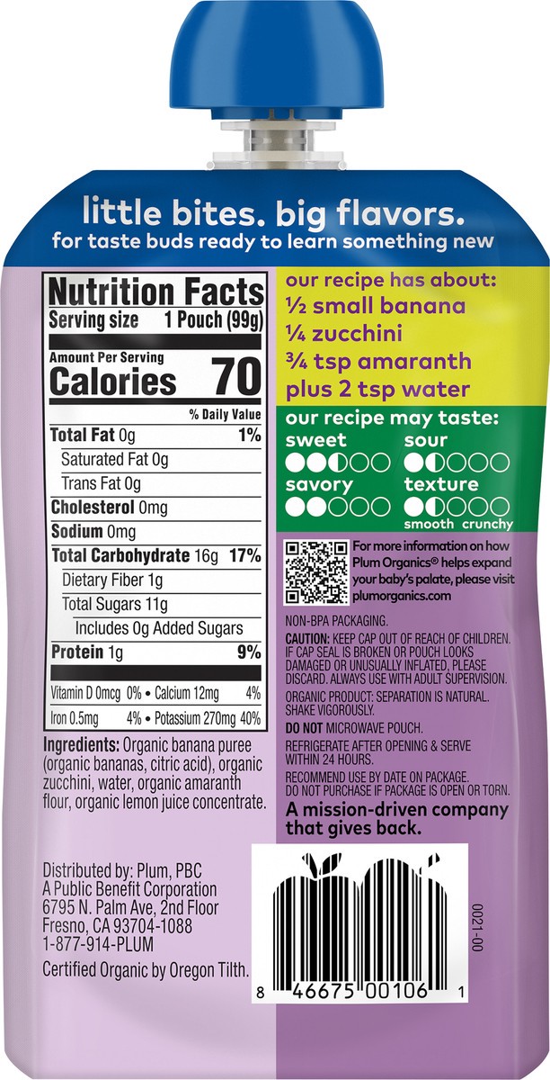 slide 5 of 9, Plum Organics Zucchini Banana Amaranth, 3.5 oz