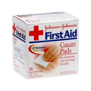 slide 1 of 1, Johnson & Johnson First Aid Gauze Pads 3 Inches X 3 Inches, 25 ct