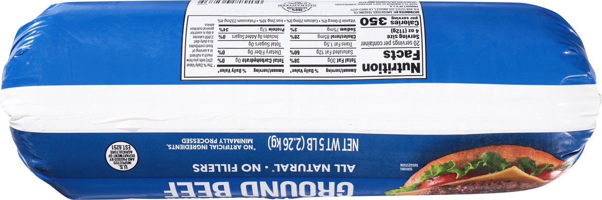 slide 4 of 12, First Street 73% Ground Beef Chub, 5 lb