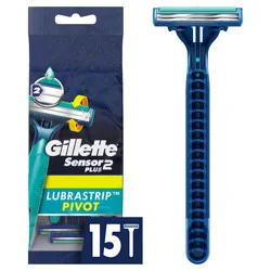Gillette Sensor2 Plus Pivoting Head Men's Disposable Razors - 15ct: Manual, For All Hair Types, Face Application