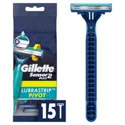 Gillette Sensor2 Plus Pivoting Head Men's Disposable Razors - 15ct: Manual, For All Hair Types, Face Application