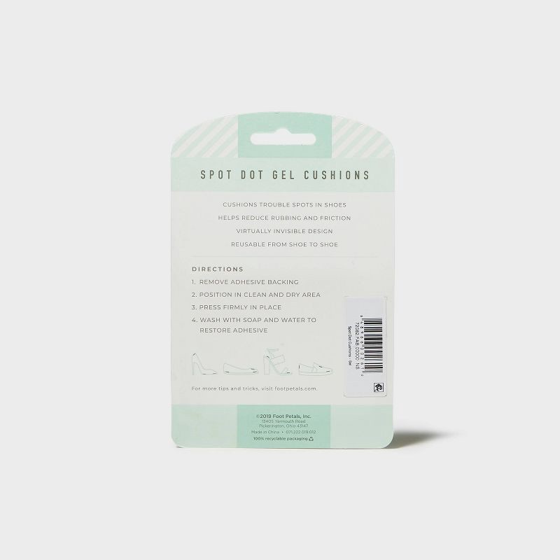 slide 5 of 5, Fab Feet Women's by Foot Petals Gel Spot Dots Shoe Cushions Clear - 6 pack: Urethane Shoe Accessories, 6 ct