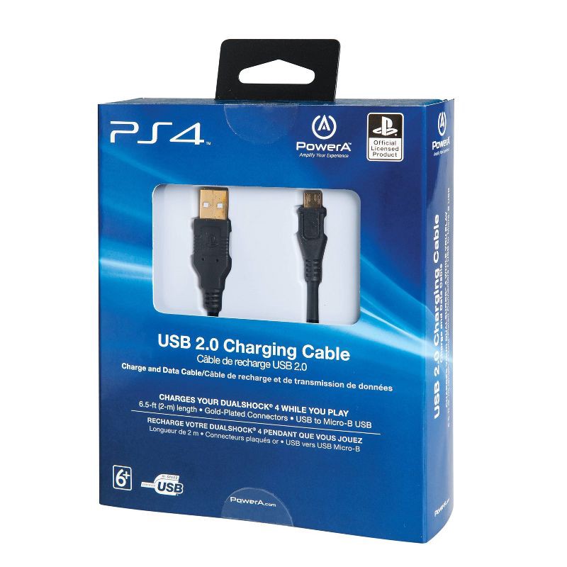 slide 3 of 6, PowerA USB Charging 6.5' Cable for PlayStation 4, 1 ct