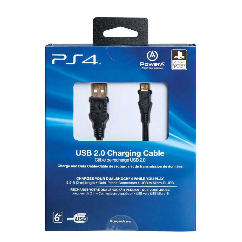 slide 4 of 6, PowerA USB Charging 6.5' Cable for PlayStation 4, 1 ct