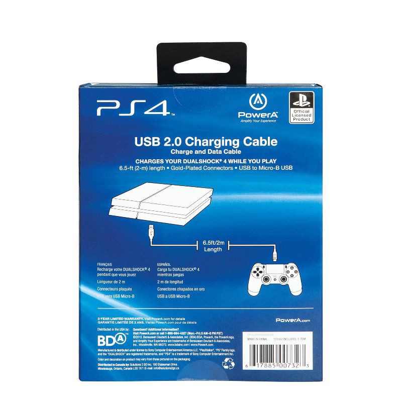 slide 6 of 6, PowerA USB Charging 6.5' Cable for PlayStation 4, 1 ct