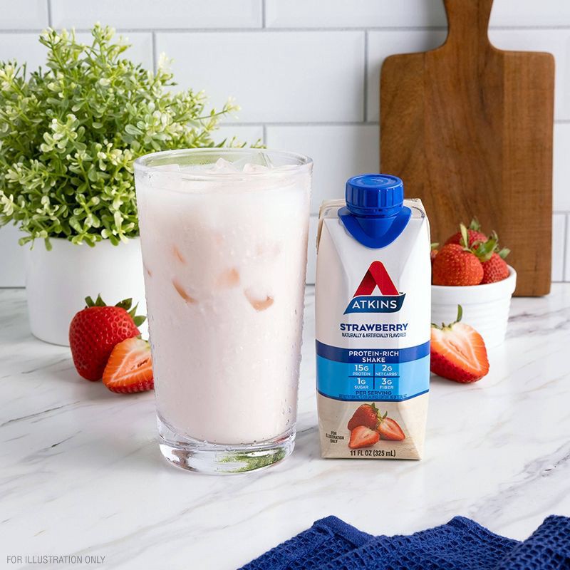 slide 2 of 11, Atkins Strawberry Protein Shake - 4pk/44 fl oz, 4 ct; 44 fl oz