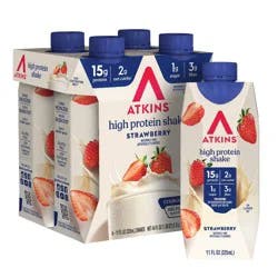 Atkins Strawberry Flavored Protein Shake, High Protein, Low Glycemic, Gluten Free - 4pk/44 fl oz