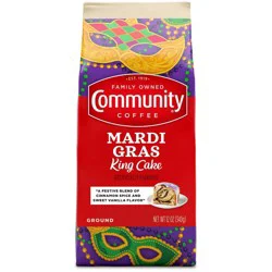 Community Coffee Mardi Gras King Cake Medium Roast Ground Coffee - 12 oz