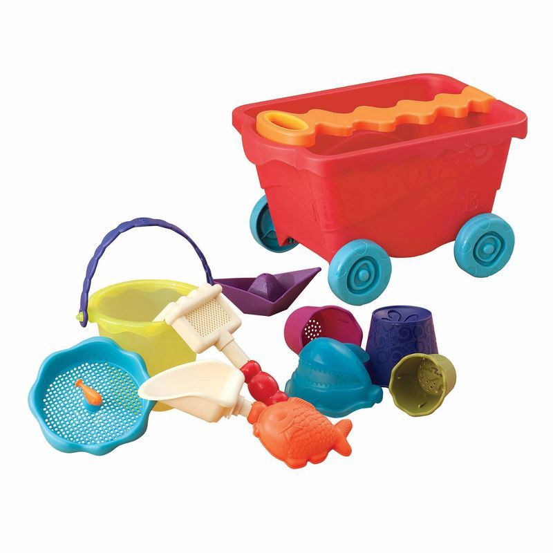 slide 1 of 1, B. toys Wagon & Beach Playset - Wavy-Wagon Red, 1 ct