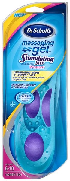 slide 1 of 1, Dr. Scholl's Massaging Gel Stimulating Step Insoles Women, 1 pair