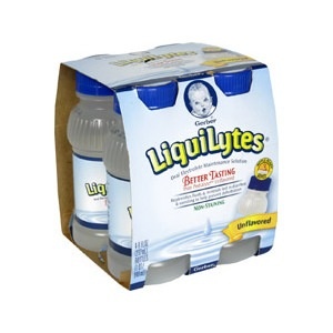 slide 1 of 1, Gerber Liquilytes Oral Electrolyte Maintenance Solution Unflavored, 4 ct; 8 fl oz; 237 ml; 1 qt; 948 ml