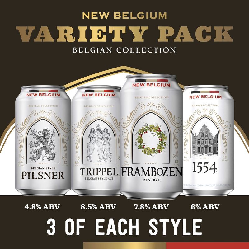 slide 2 of 8, New Belgium Brewing Variety Pack - 12pk/12 fl oz Cans, 12 ct; 12 fl oz