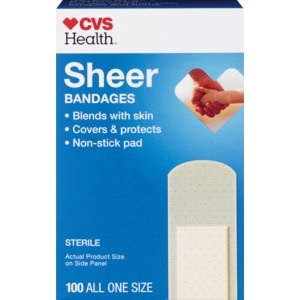 slide 1 of 1, CVS Health Sheer Bandages, One Size, 100 ct