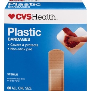 slide 1 of 1, CVS Health Plastic One Size Bandages, 60 ct