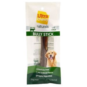 slide 1 of 1, Ultra Chewy Natural Bully Stick Dog Treat, 6 In, 1 ct