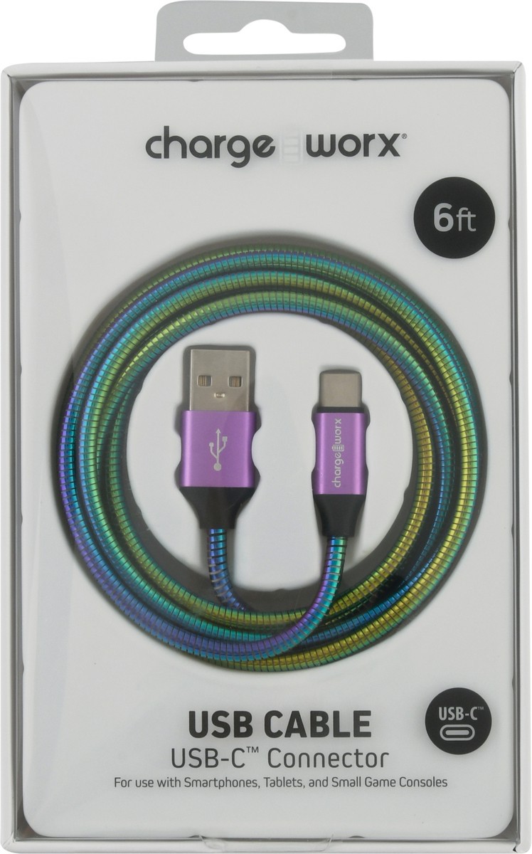 slide 7 of 9, Chargeworx Iridescent USB-C Cable, 6 ft