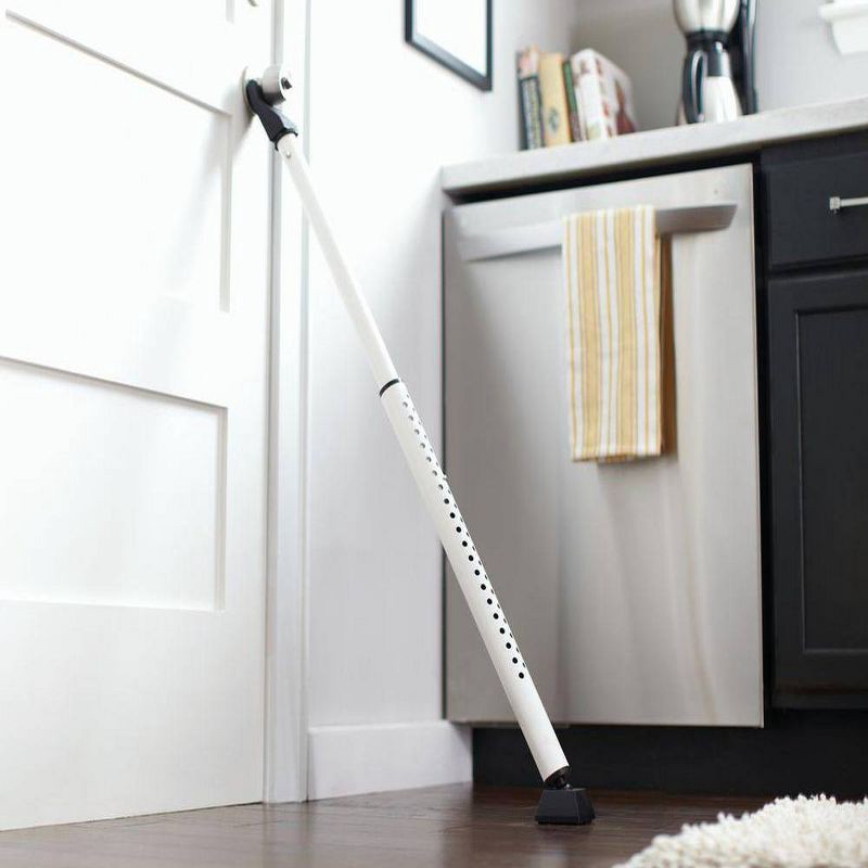 slide 3 of 3, Master Lock Door Bar Dual Function Security: Metal Safety Bar for Door, Black & White, Lifetime Warranty, 1 ct