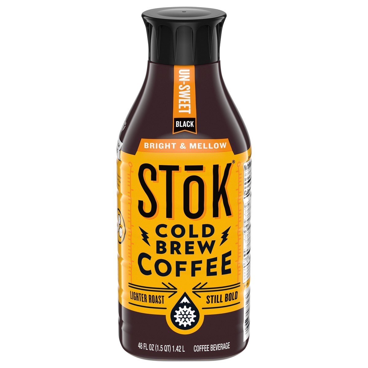 slide 1 of 5, SToK Cold Brew Coffee, Bright & Mellow, Black, Unsweetened, Light Roast, 48 FL OZ Bottle, 48 fl oz