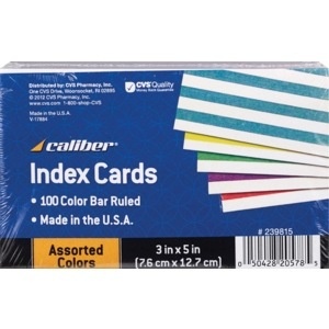slide 1 of 1, Caliber Index Cards Assorted Colors, 100 ct