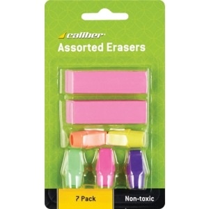 slide 1 of 1, Caliber Erasers Assorted, 7 ct