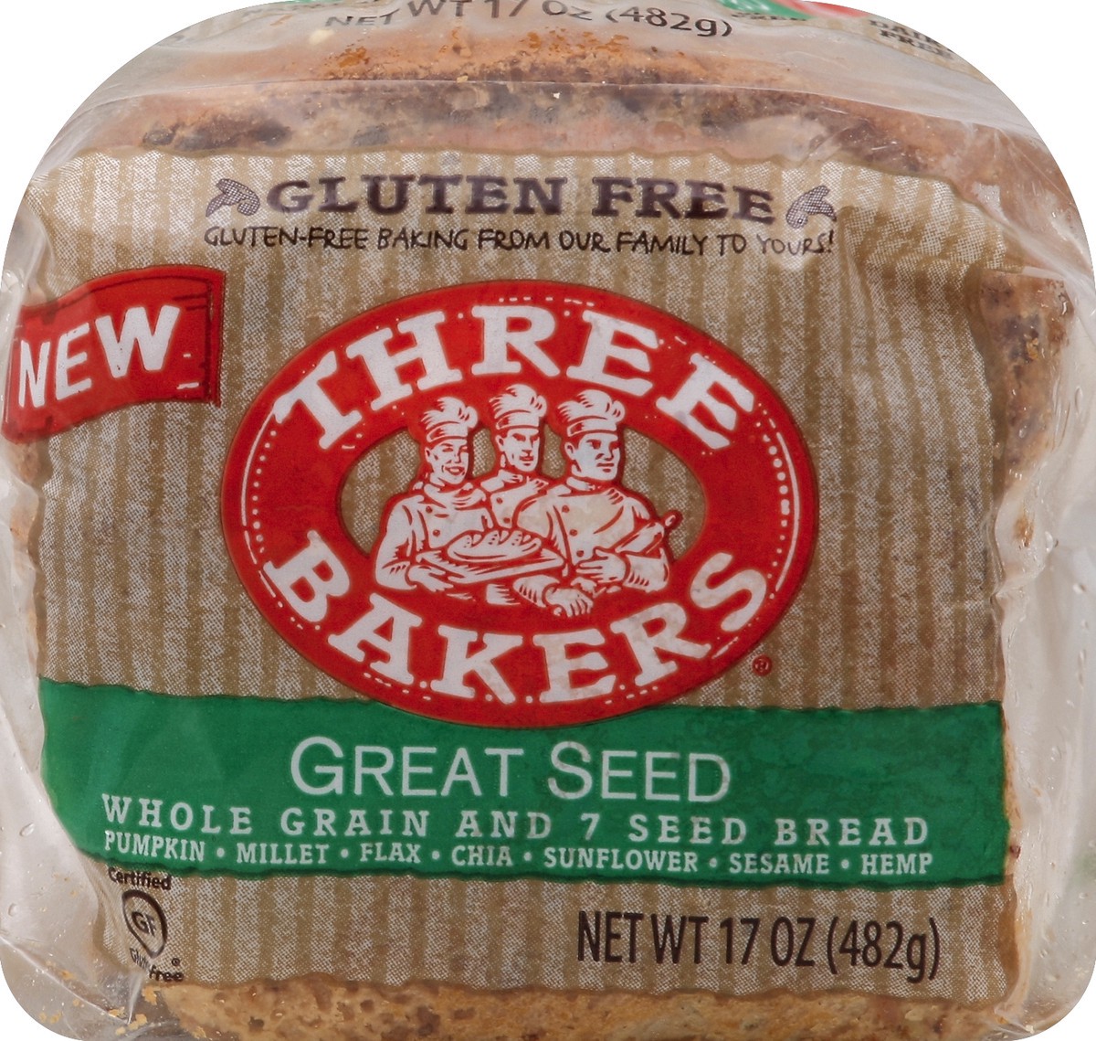 slide 5 of 5, Three Bakers Great Seed Bread, 17 oz