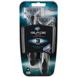 slide 1 of 1, Blade 3 Disposable Razors For Sensitive Skin, 4 ct