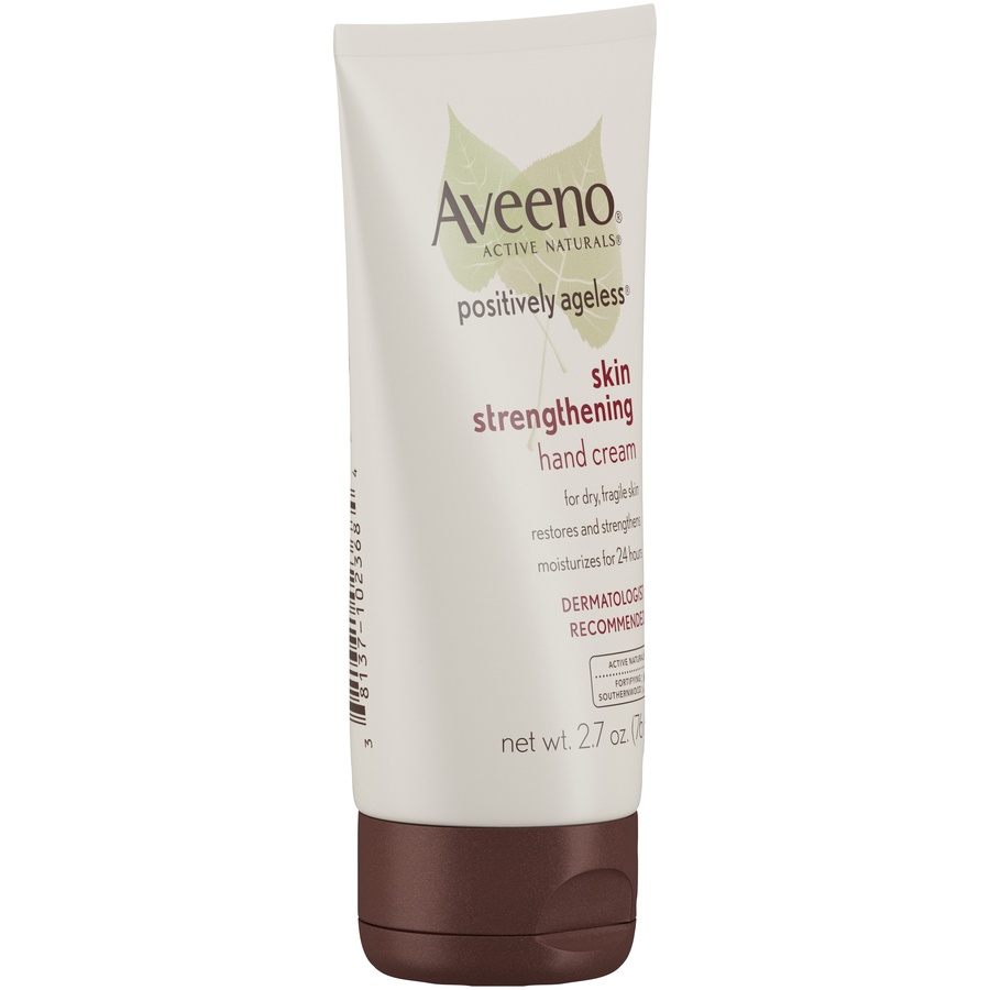 slide 2 of 6, AVEENO POSITIVELY AGELESS Skin Strengthening Hand Cream, 2.7 Oz, 2.7 oz